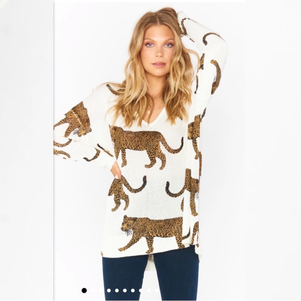Show Me Your Mumu Tossed leopard knit sweater size medium - Picture 4 of 10